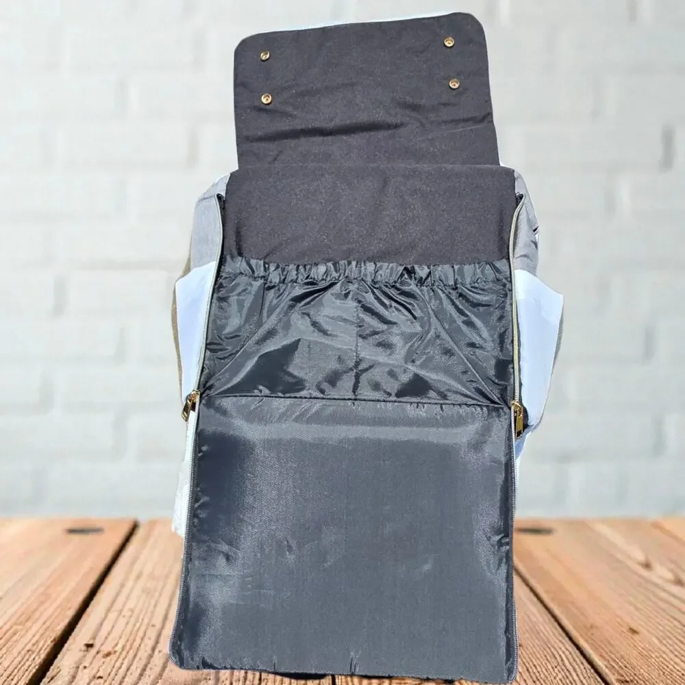 Baby Lamby Neutral Grey & Black Multi-Functional Diaper Bag Backpack